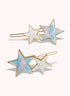 Marbelized Star Duo Clip - Colors: Cotton Candy Sky & Mother of Pearl White